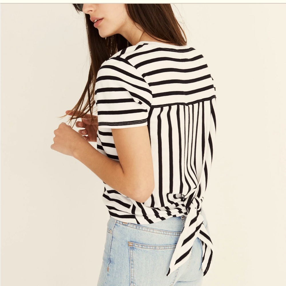J by J. Crew shirt - Striped black/white open back tie hem
